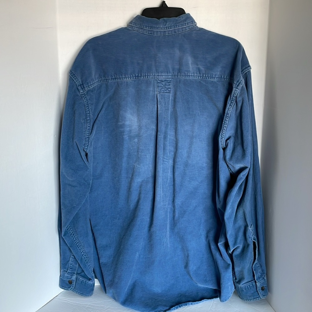 LL BEAN blue corduroy long sleeve button down shirt men’s size Large regular - Picture 2 of 13